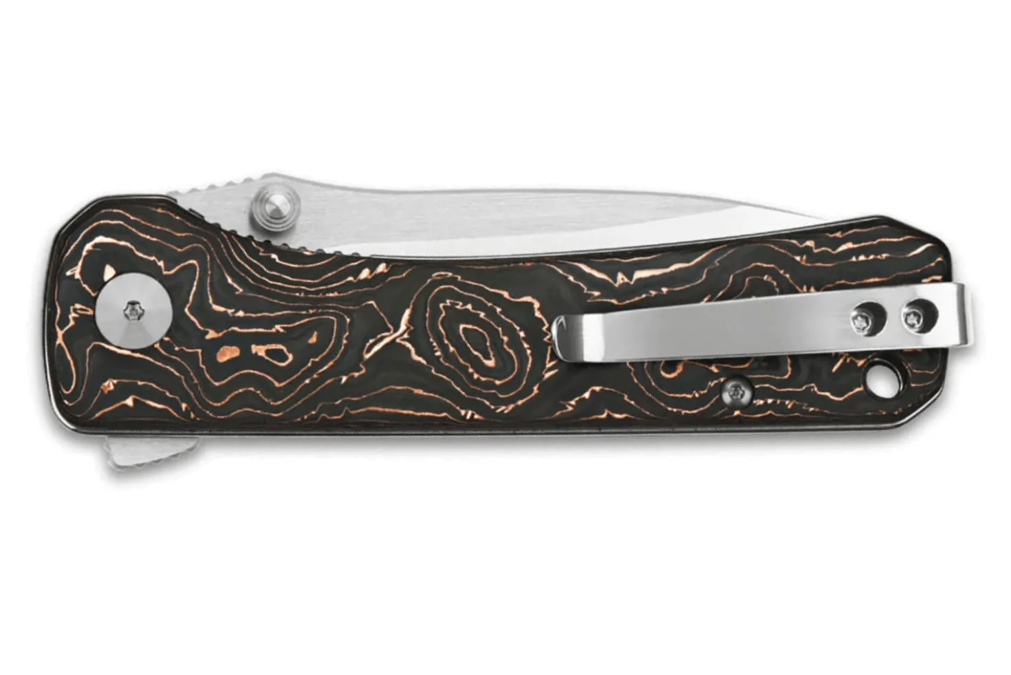 Couteau pliant QSP Hawk 131T manche en carbone incrusté de cuivre 10,5cm noir/bronze