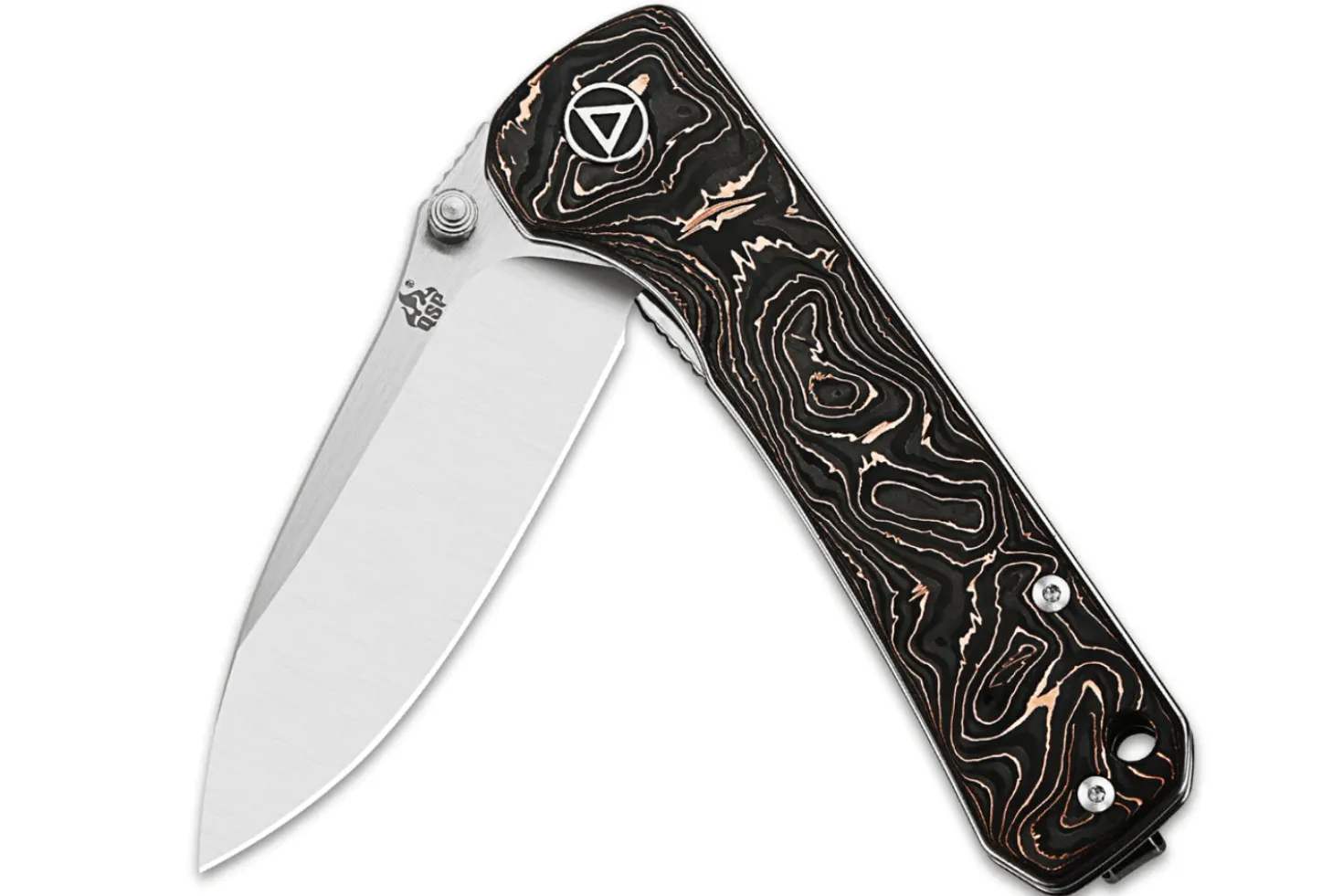 Couteau pliant QSP Hawk 131T manche en carbone incrusté de cuivre 10,5cm noir/bronze