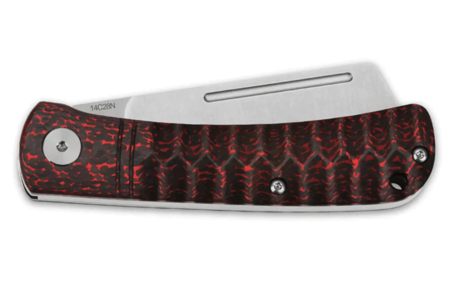 Couteau pliant QSP Hedgehog 142D manche en fibre de carbone noir et rouge 9,5cm