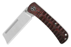Couteau pliant QSP Hedgehog 142D manche en fibre de carbone noir et rouge 9,5cm