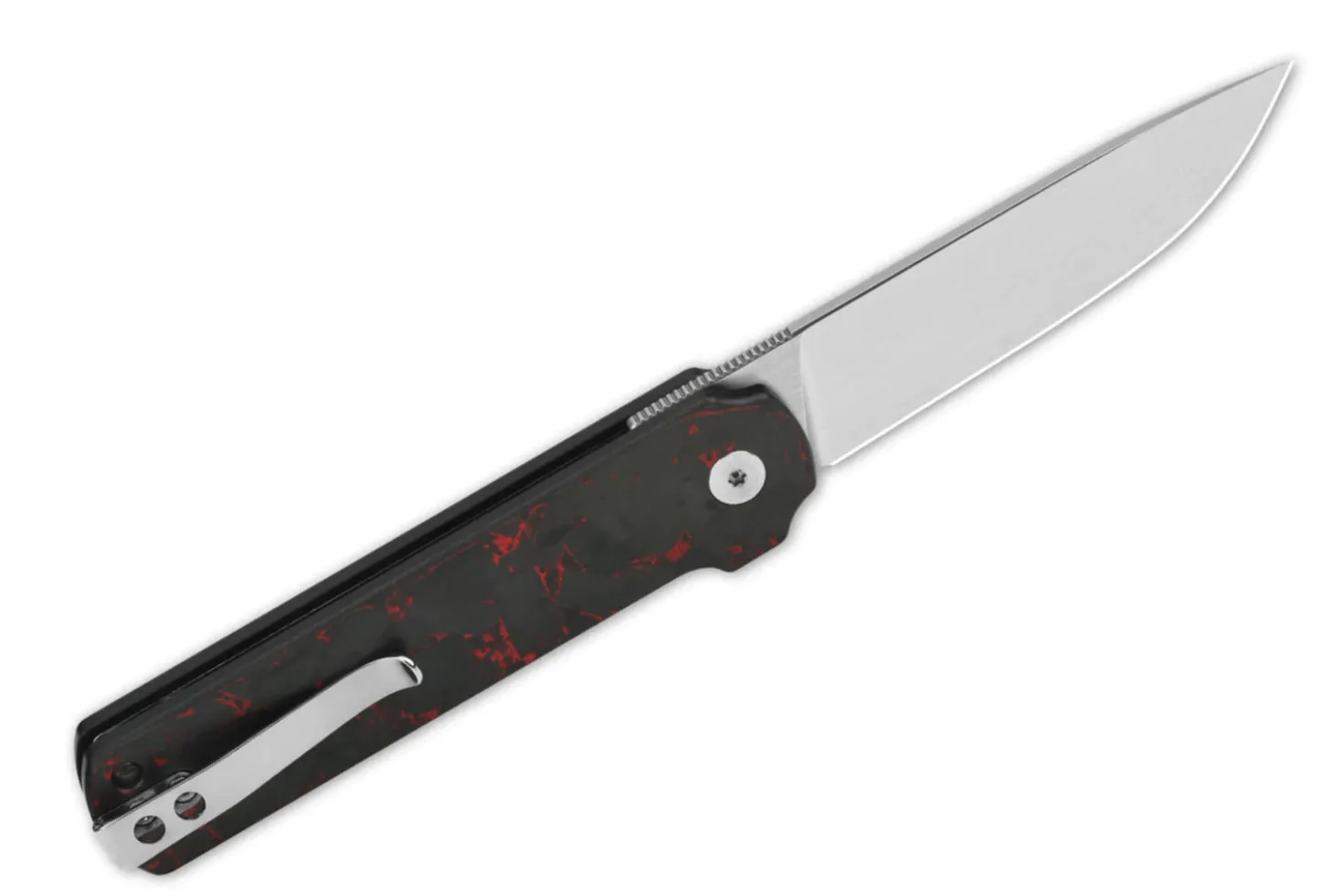 Couteau pliant QSP Lark 144D manche en carbone/G10 noir et rouge 10,8cm