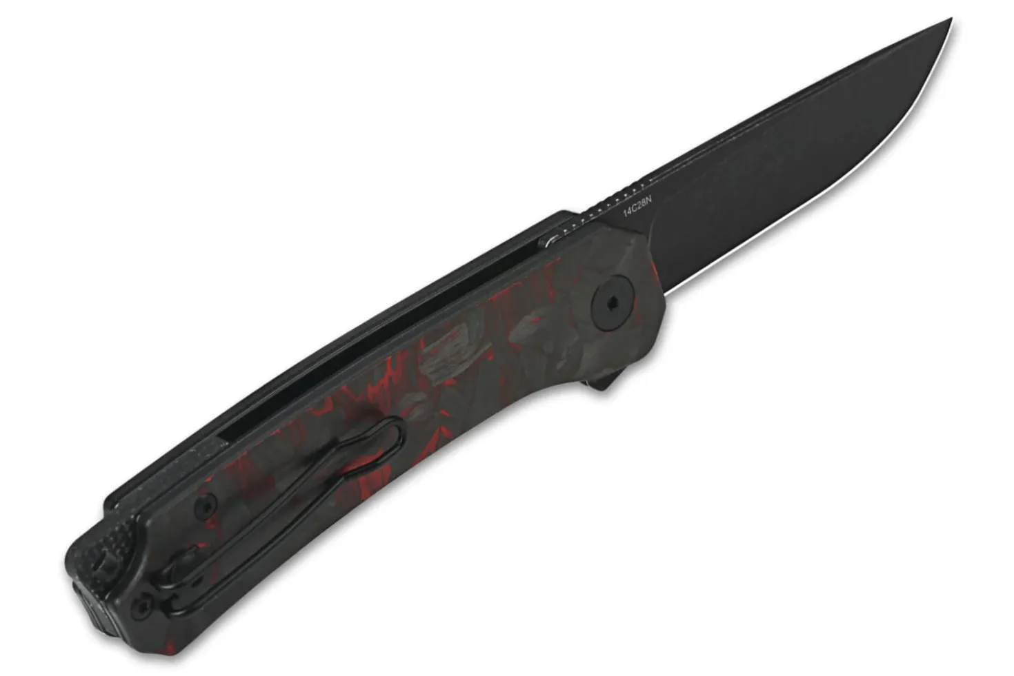 Couteau pliant QSP Osprey 139F2 manche en carbone et G10 noir et rouge 10,8cm