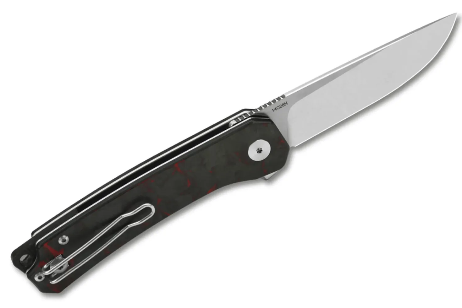 Couteau pliant QSP Osprey shredded 139F1 manche en carbone et G10 gris/rouge 10,8cm