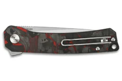 Couteau pliant QSP Osprey shredded 139F1 manche en carbone et G10 gris/rouge 10,8cm