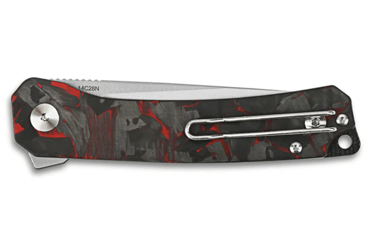 Couteau pliant QSP Osprey shredded 139F1 manche en carbone et G10 gris/rouge 10,8cm