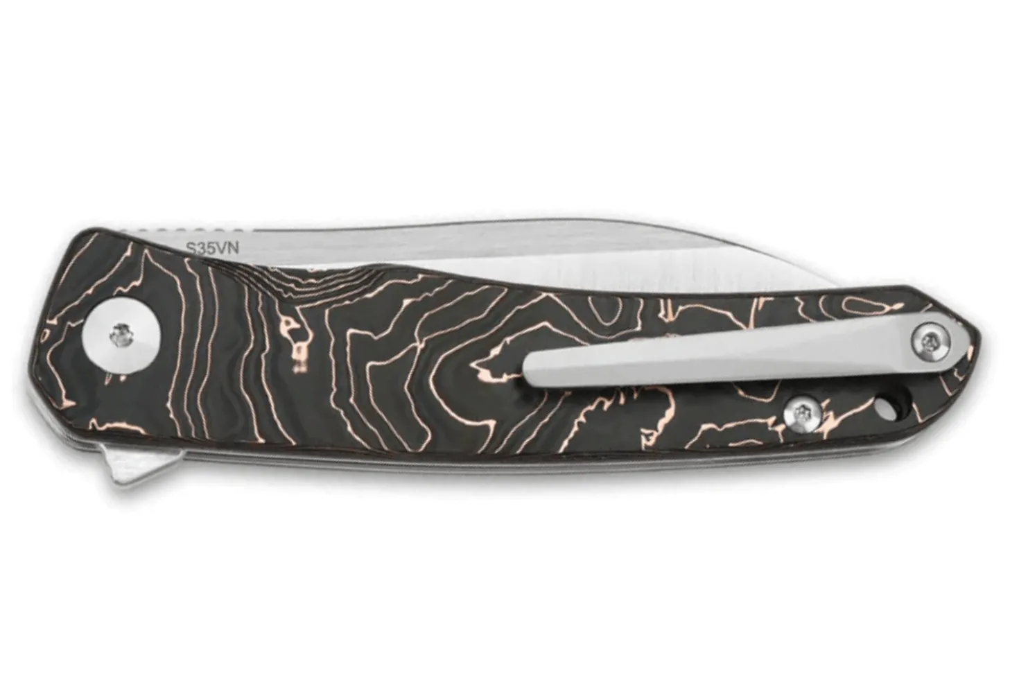 Couteau pliant QSP Otter 140B1 manche en carbone/cuivre noir et bronze 9,6cm