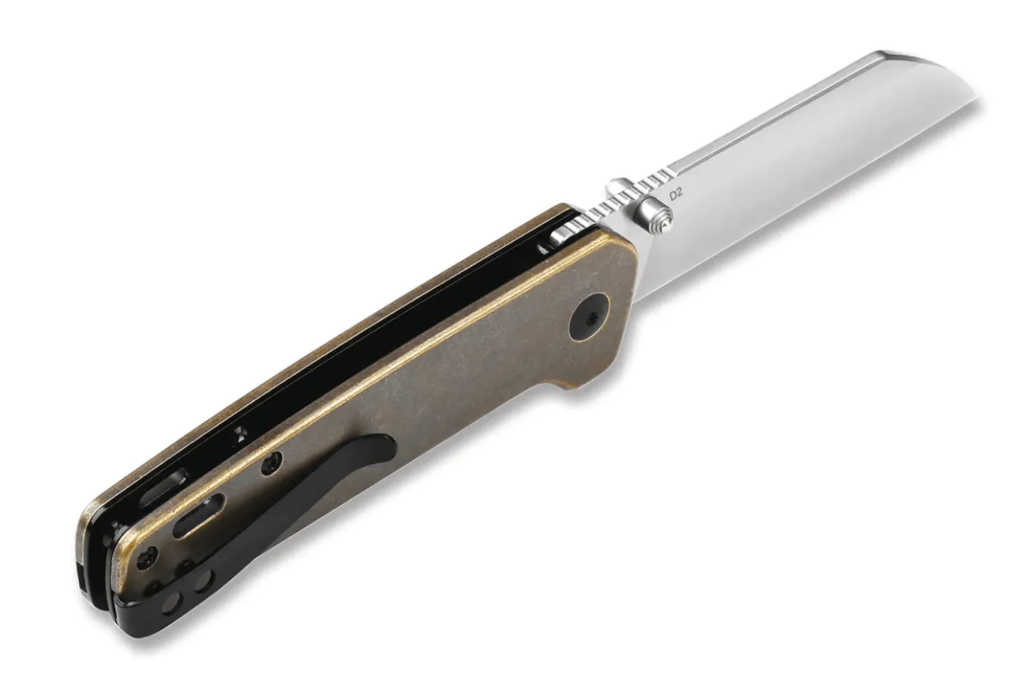 Couteau pliant QSP Penguin 130F manche en laiton stonewashed marron 10,2cm