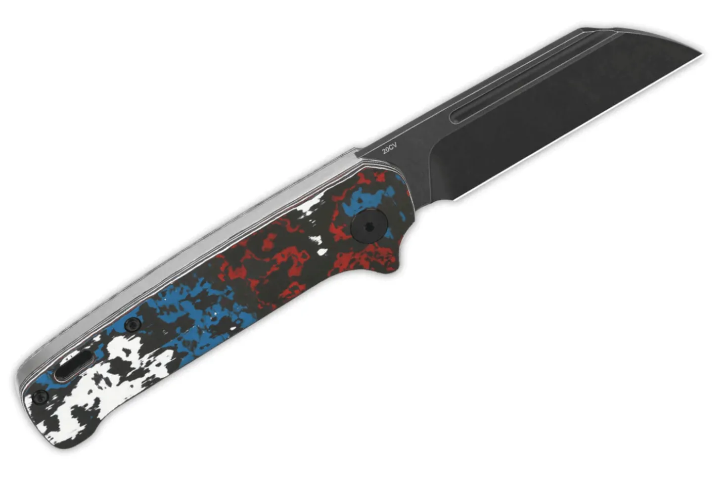 Couteau pliant QSP Penguin 130SJF2 lame noire manche en carbone multicolore 10,3cm