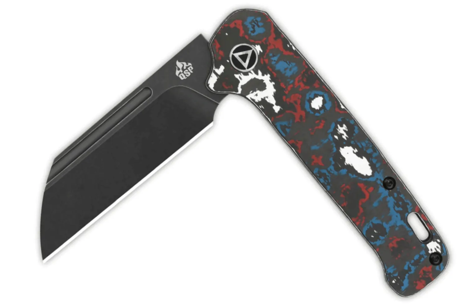 Couteau pliant QSP Penguin 130SJF2 lame noire manche en carbone multicolore 10,3cm