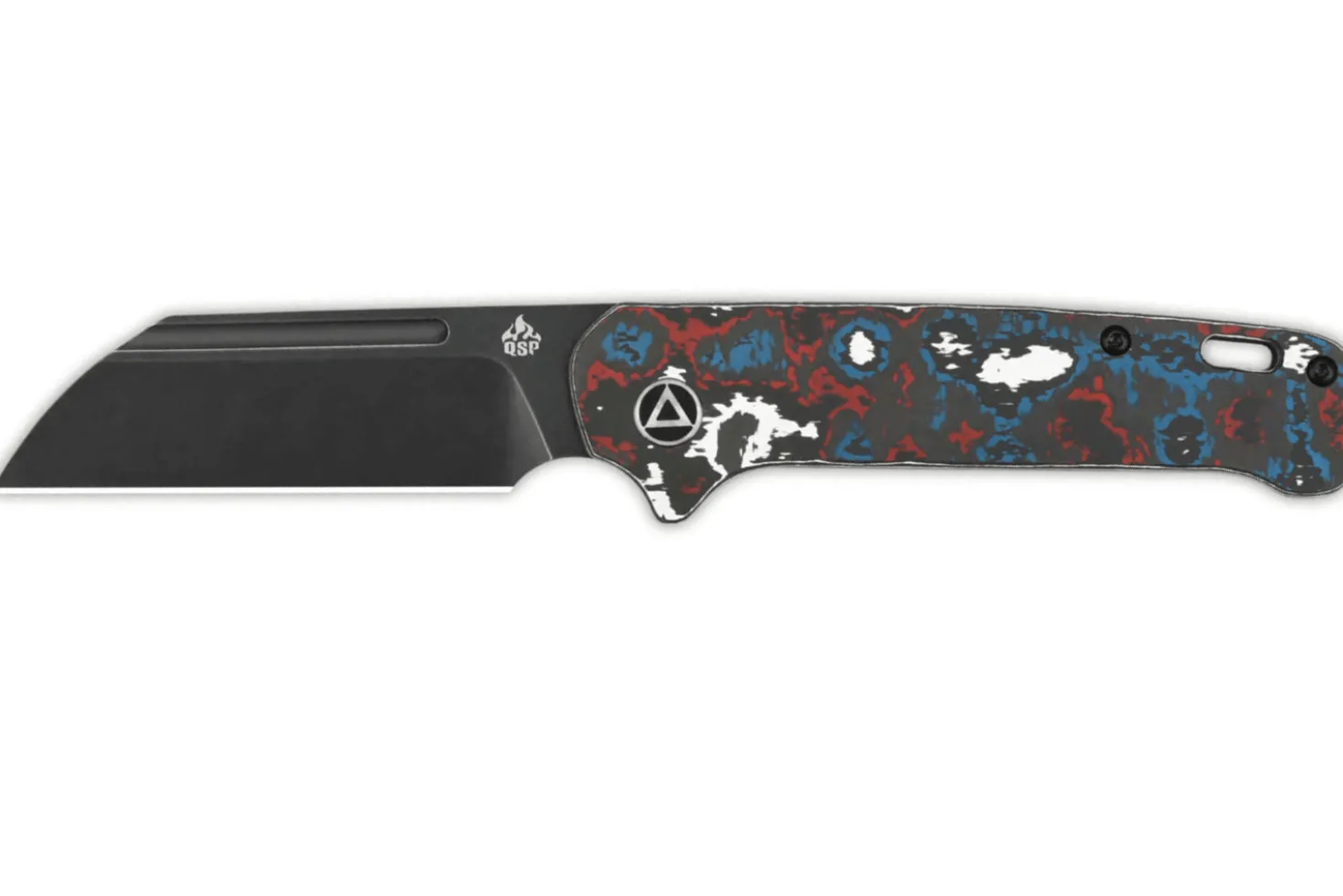 Couteau pliant QSP Penguin 130SJF2 lame noire manche en carbone multicolore 10,3cm