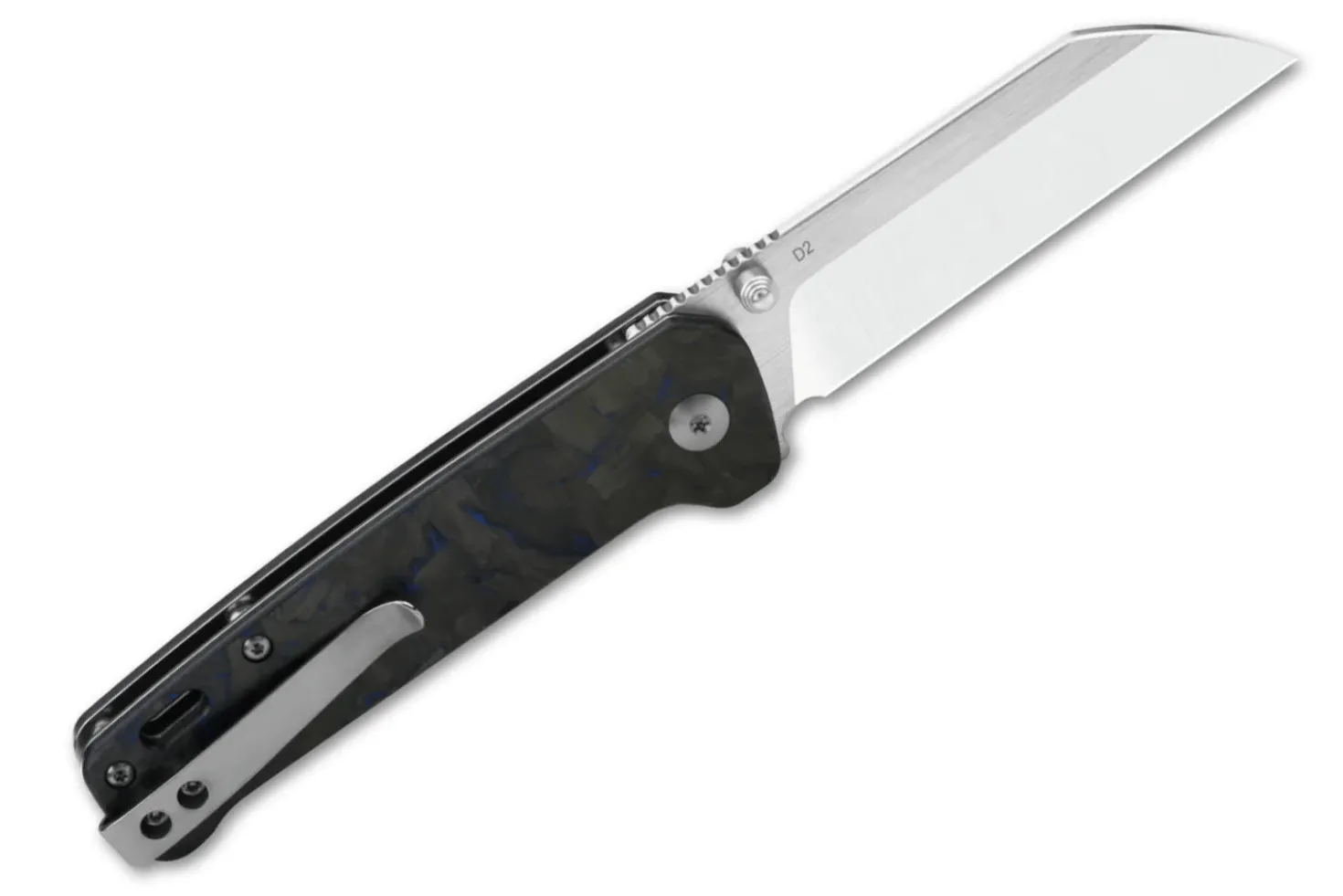 Couteau pliant QSP Penguin 130TBL manche en carbone/G10 noir et bleu 10,2cm