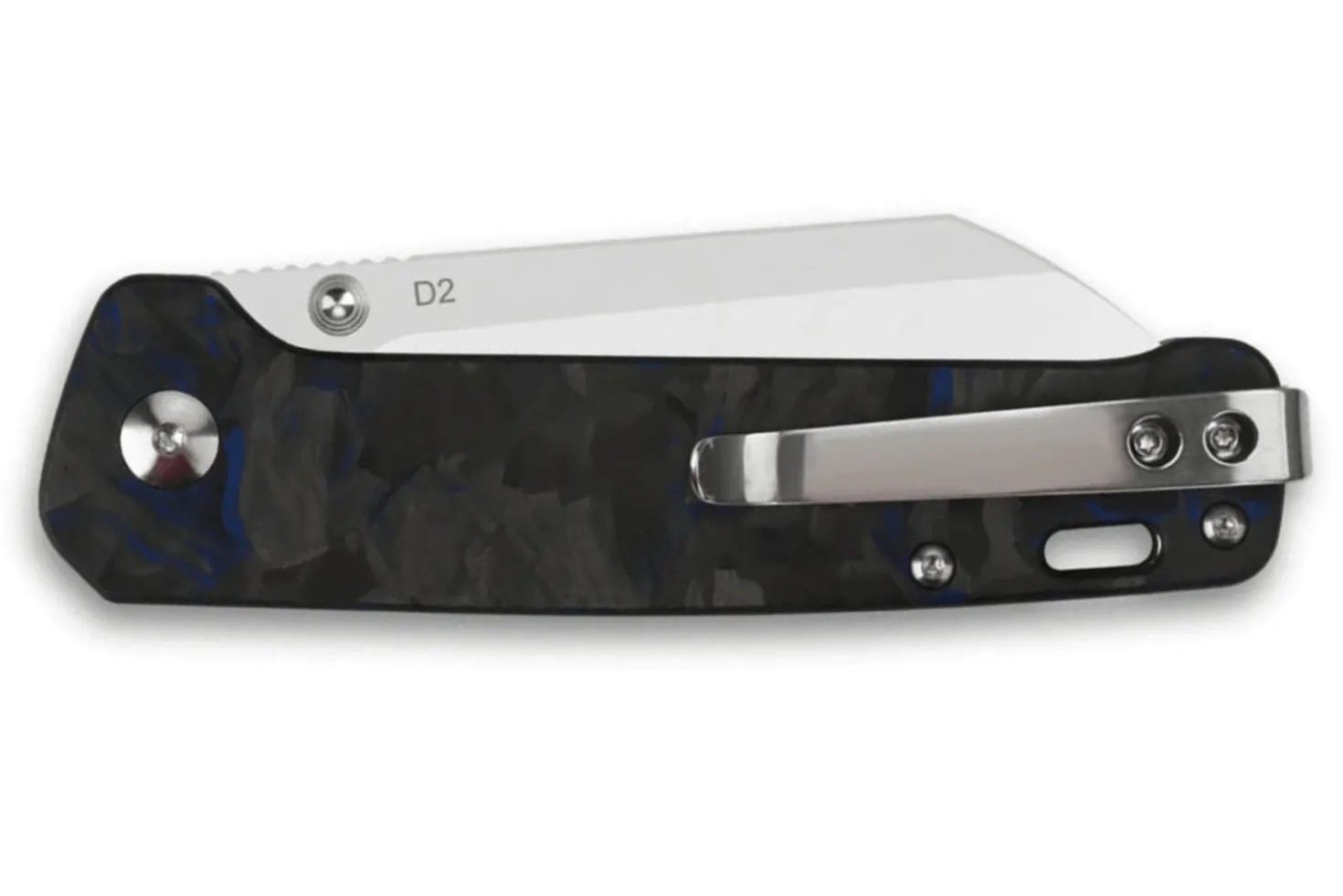 Couteau pliant QSP Penguin 130TBL manche en carbone/G10 noir et bleu 10,2cm
