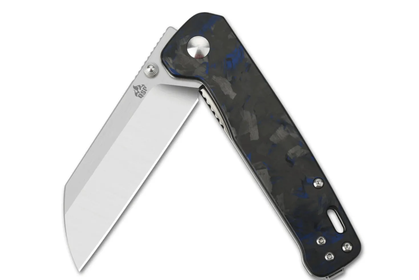 Couteau pliant QSP Penguin 130TBL manche en carbone/G10 noir et bleu 10,2cm