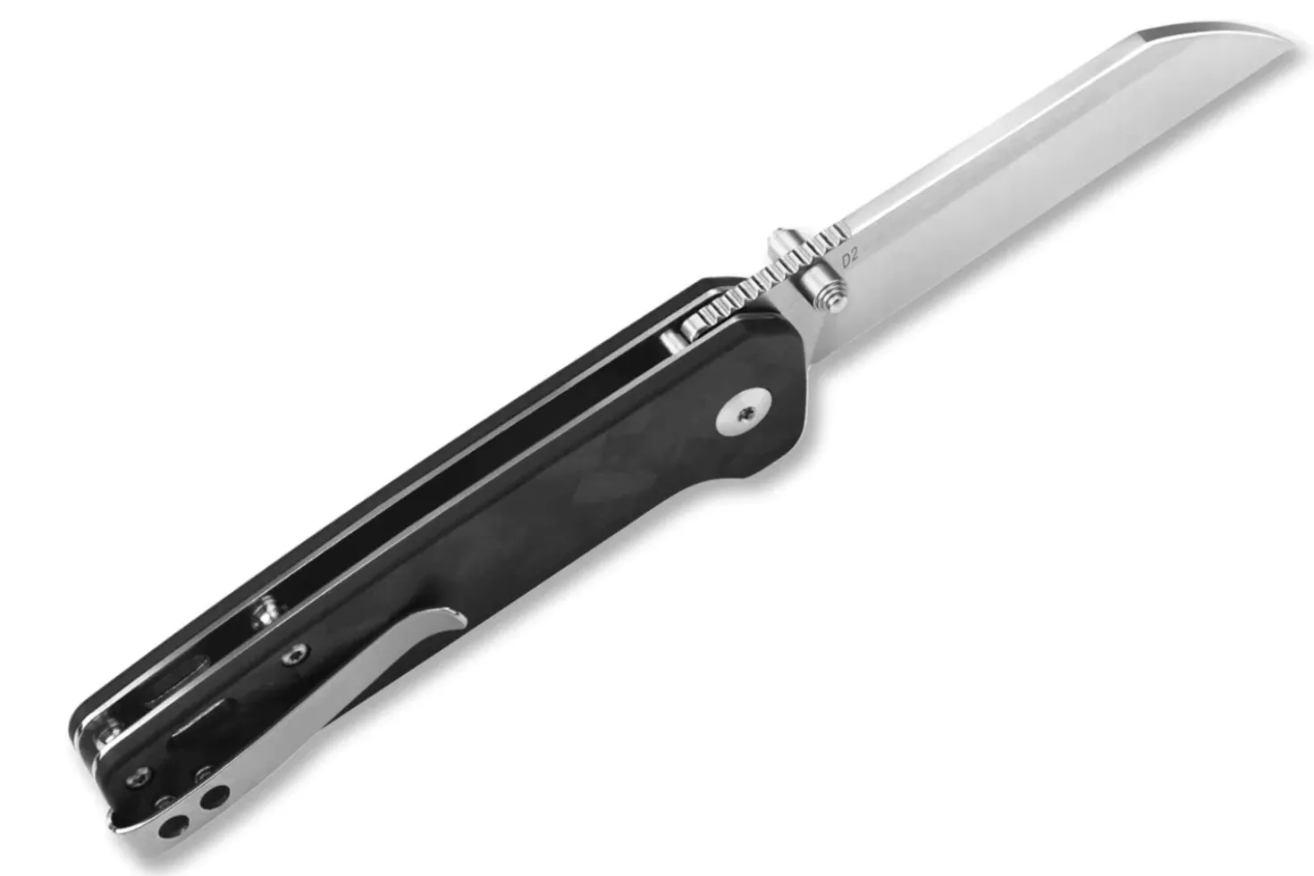 Couteau pliant QSP Penguin 130T manche en micarta noir motif charbon de bois 10,2cm