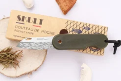 Couteau pliant Skult français éco-responsable Le Banc de Poissons manche vert 10cm