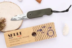Couteau pliant Skult français éco-responsable Les 3 Graces manche vert 10cm