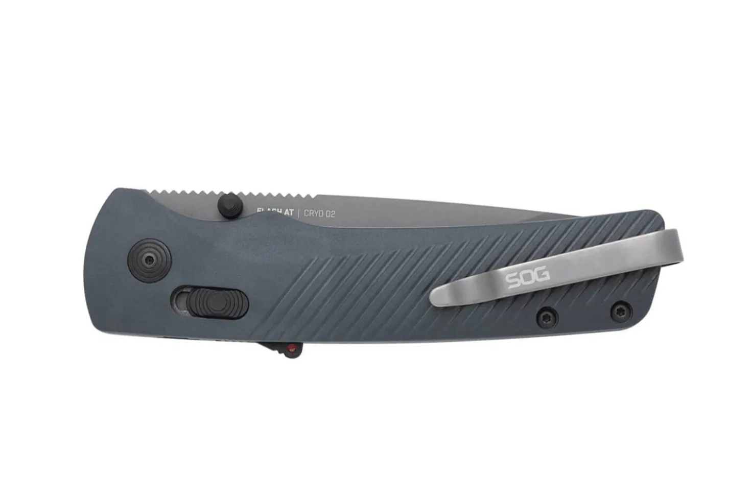 Couteau pliant SOG Flash At Grey SGFLASHSGR semi-denté manche en nylon/fibres de verre gris 11,6cm