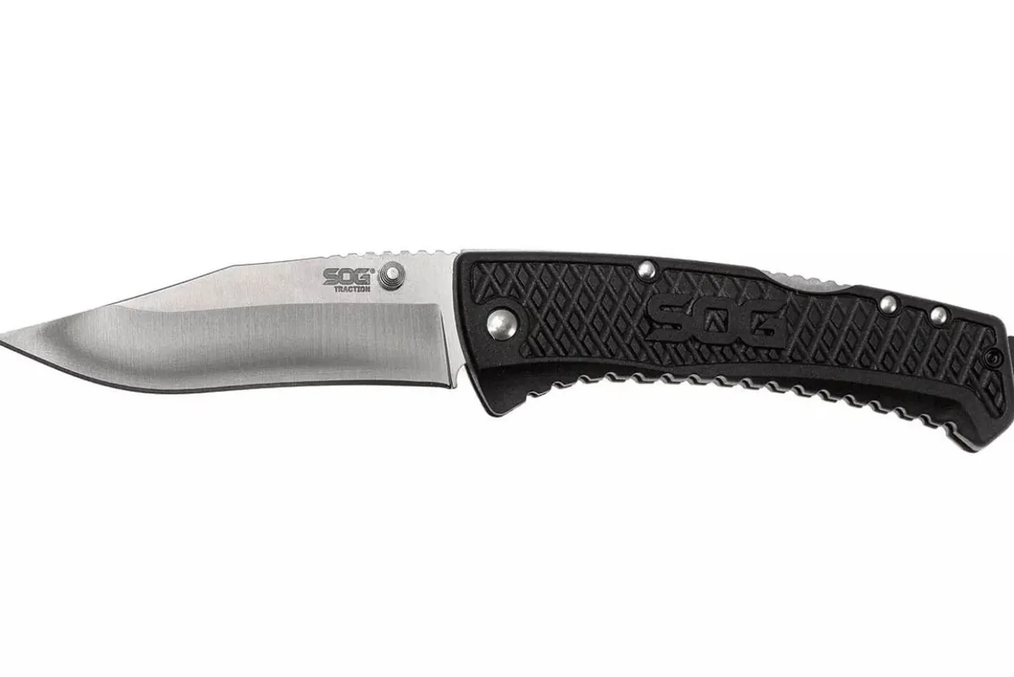 Couteau pliant SOG Traction SGTD1011 manche en nylon/fibres de verre noir antidérapant 11,4cm