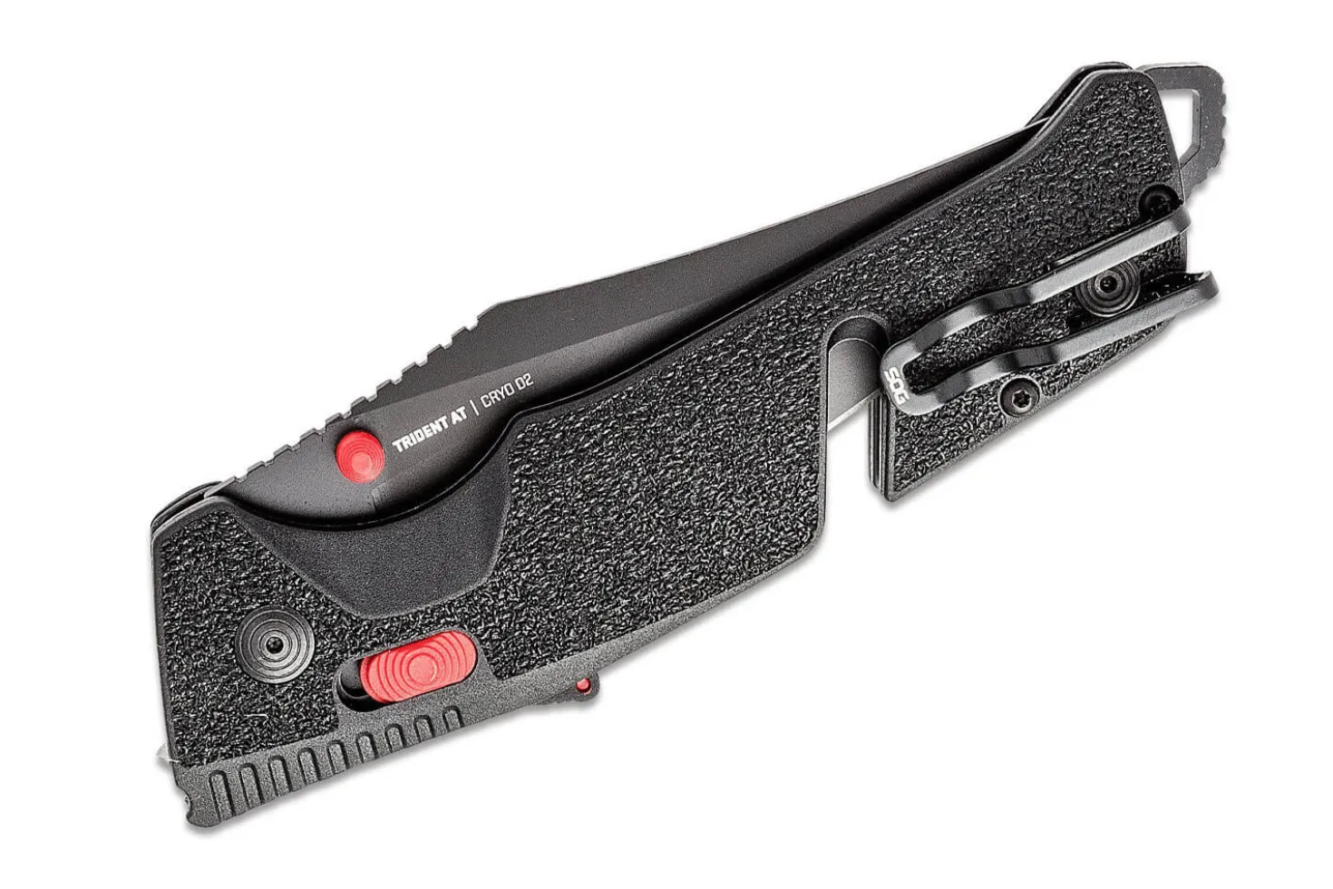 Couteau pliant SOG Trident AT SGTRIDSBKR semi-denté manche en nylon/fibres de verre 13,5cm noir/rouge