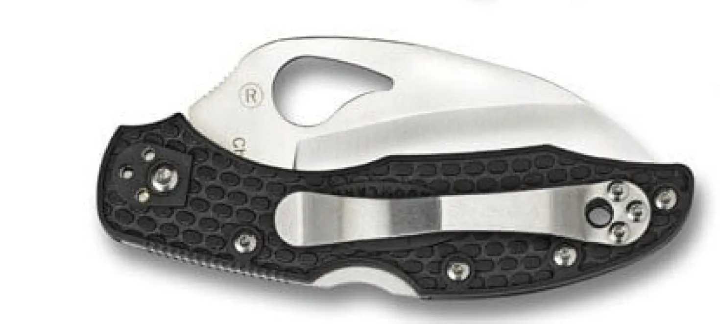 Couteau pliant Spyderco BYRD Hawkbill lame à dents manche noir 10cm