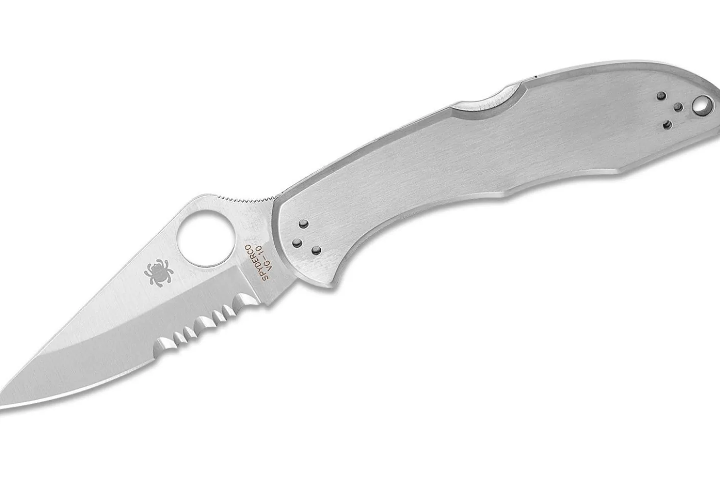 Couteau pliant Spyderco Delica 4 C11PS lame semi-dentée manche inox 10,7cm