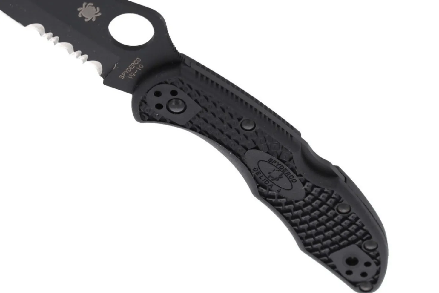Couteau pliant Spyderco Delica 4 C11PSBBK semi denté manche nylon/fibre de verre noir 10,8cm