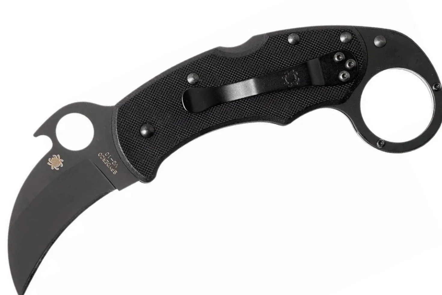 Couteau pliant Spyderco Karahawk C170GBBKP manche en G10 tout noir 11,4cm