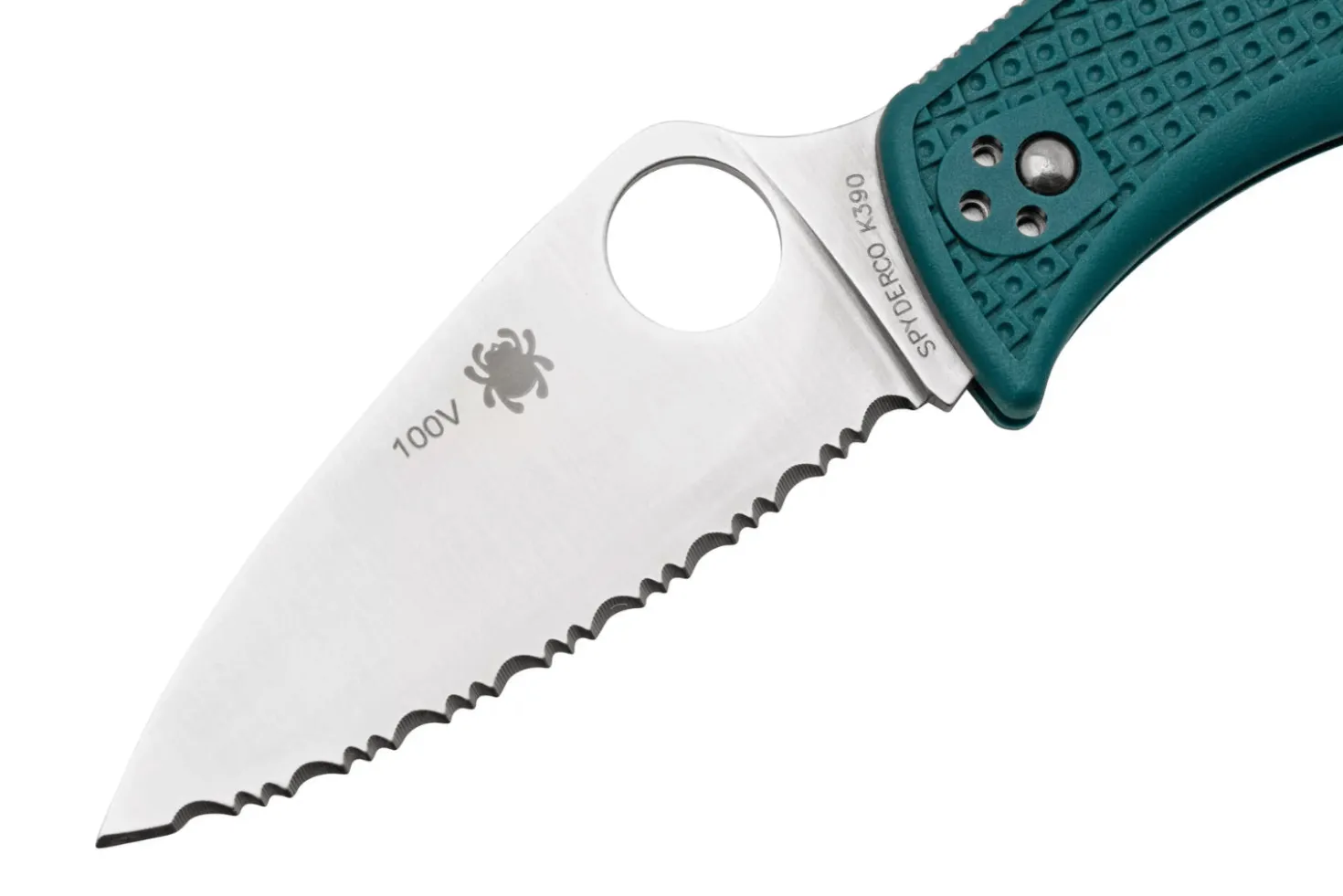 Couteau pliant Spyderco LeafJumper C262SBLK390 lame dentée manche nylon / fibre de verre bleu 11,3cm