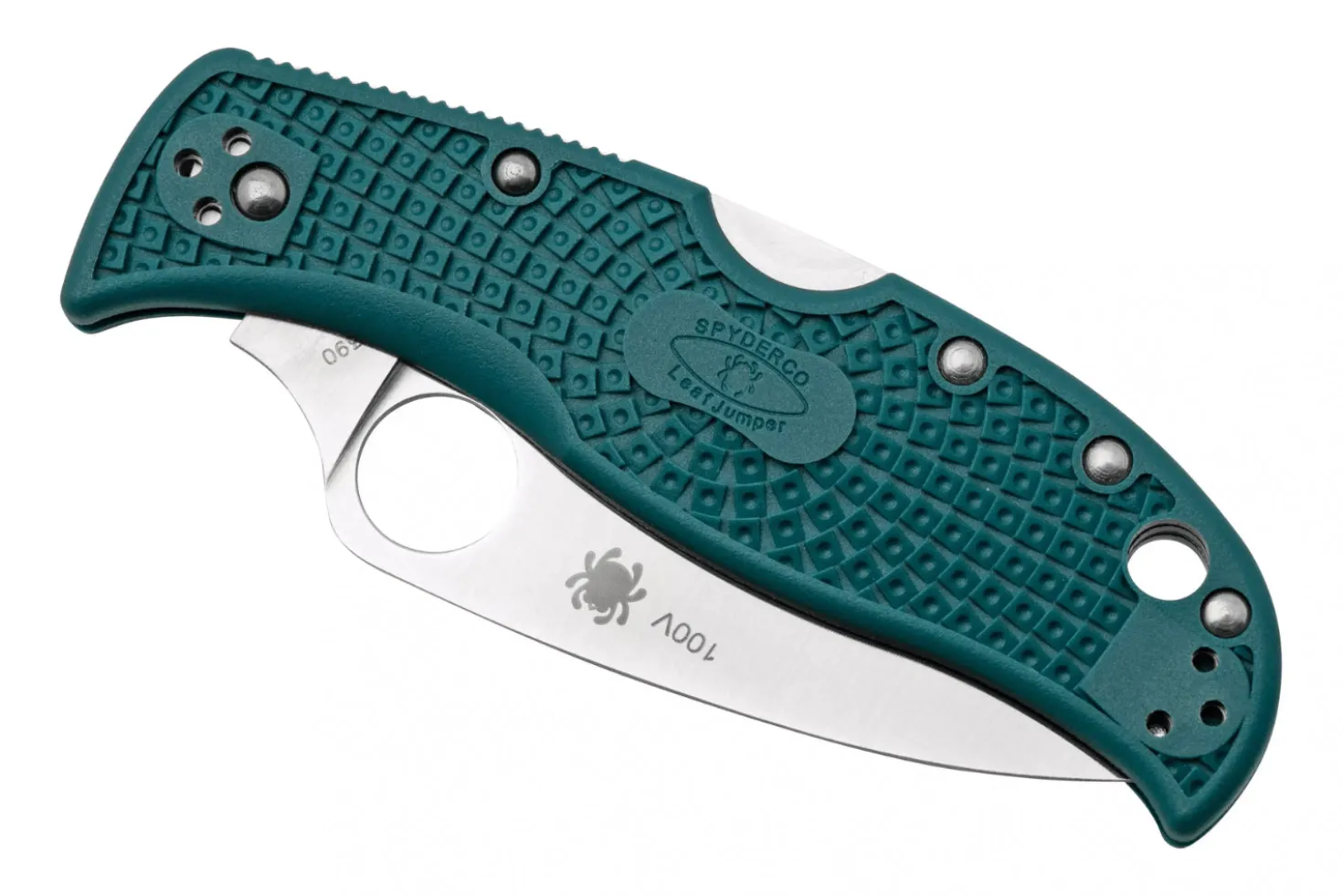 Couteau pliant Spyderco LeafJumper C262SBLK390 lame dentée manche nylon / fibre de verre bleu 11,3cm