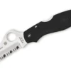Couteau pliant Spyderco Rescue 79mm C45SBK lame dentée manche en nylon/fibre de verre noir 10,4cm