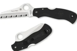 Couteau pliant Spyderco Rescue 79mm C45SBK lame dentée manche en nylon/fibre de verre noir 10,4cm