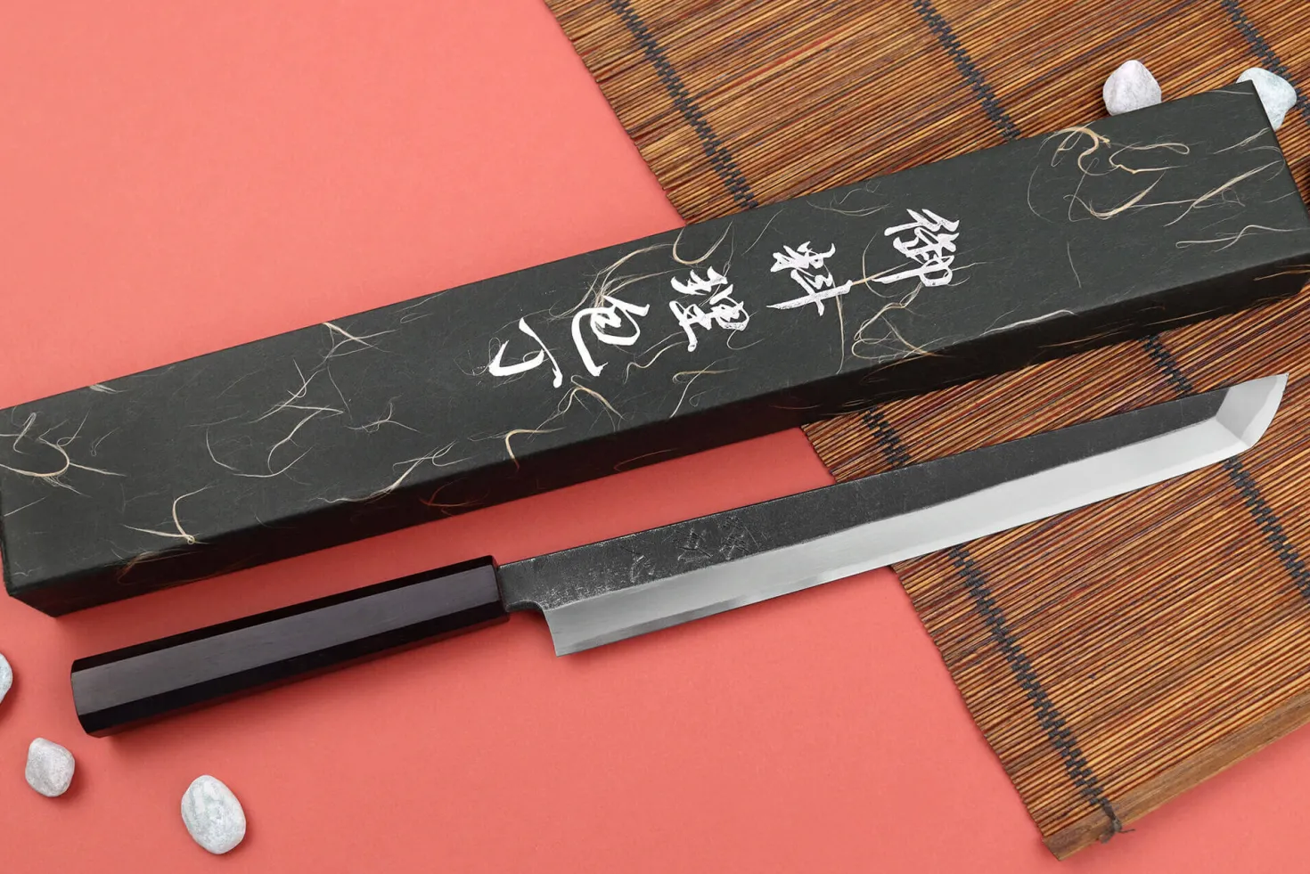 Couteau sakimaru 27cm japonais artisanal Hatsukokoro Shirasagi manche en ébène