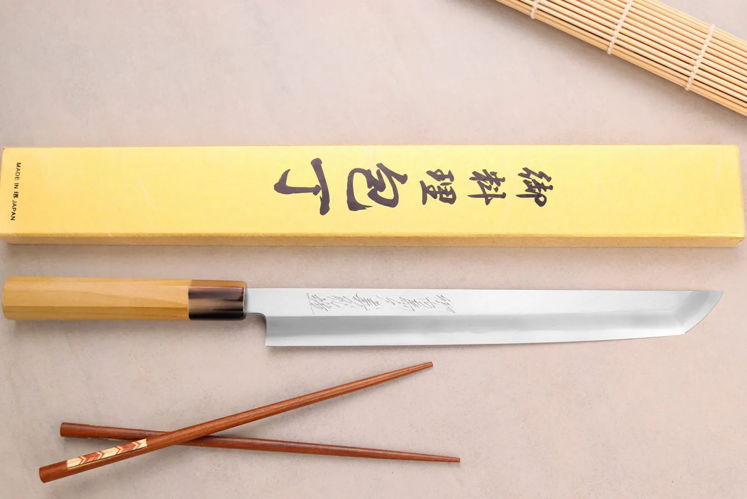Couteau sakimaru takohiki 27cm japonais artisanal Yoshihiro Hongasumi White 2 steel