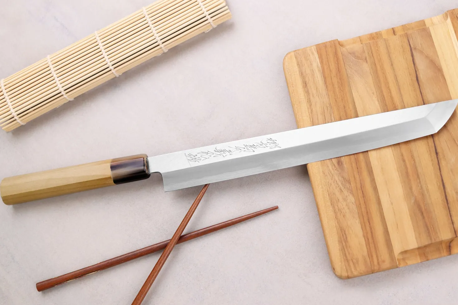 Couteau sakimaru takohiki 27cm japonais artisanal Yoshihiro Hongasumi White 2 steel