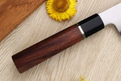 Couteau santoku 19,5cm japonais artisanal Sukenari SG2 San Maï manche en bois de rose