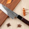 Couteau santoku 19,5cm japonais artisanal Sukenari SG2 damas