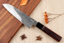 Couteau santoku 19,5cm japonais artisanal Sukenari SG2 damas