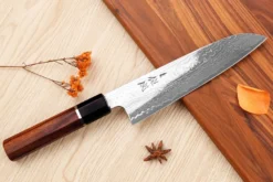 Couteau santoku 19,5cm japonais artisanal Sukenari SG2 damas