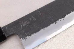Couteau santoku 16,5cm japonais artisanal Hinoura Mutsumi Ajikataya Black Nashiji