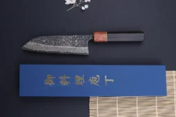 Couteau santoku 16,5cm japonais artisanal Masashi Yamamoto SLD Kuro damas