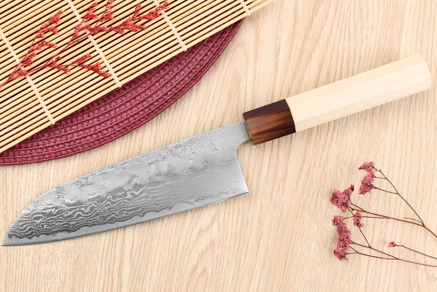 Couteau santoku 16,5cm japonais artisanal Yuzo Haruto Damas