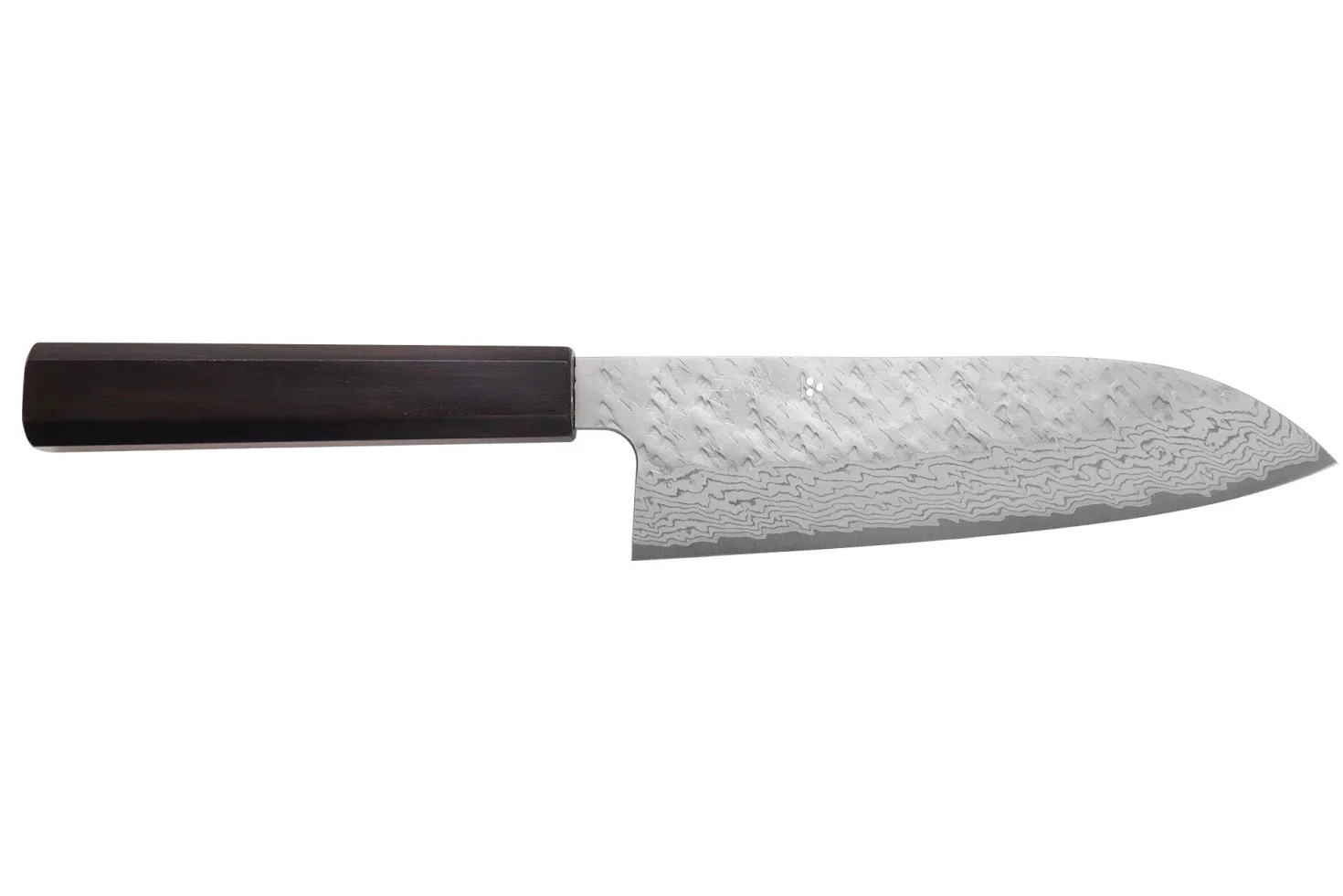 Couteau santoku 17cm japonais artisanal Nigara Hamono Tsuchime VG10 damas