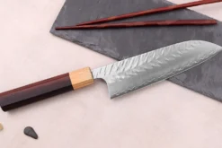 Couteau santoku 16,5cm japonais artisanal Yoshimi Kato SPG Strix V-Tsuchime