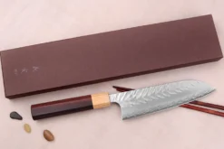 Couteau santoku 16,5cm japonais artisanal Yoshimi Kato SPG Strix V-Tsuchime