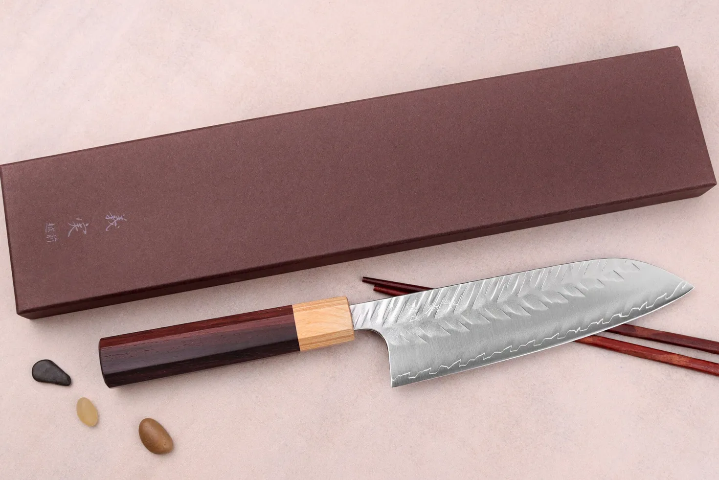 Couteau santoku 16,5cm japonais artisanal Yoshimi Kato SPG Strix V-Tsuchime