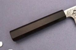 Couteau santoku 18cm japonais artisanal Hatsukokoro Ginga ATS-34 Damas ébène