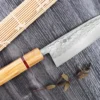 Couteau santoku 16,5cm japonais artisanal Yuzo SLD olivier et sequoia