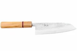 Couteau santoku 16,5cm japonais artisanal Yuzo SLD olivier et sequoia
