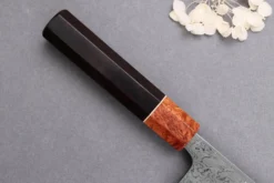 Couteau santoku 16,5cm japonais artisanal Toshihiro Wakui Aogami 2 damas laminé