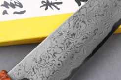 Couteau santoku 16,5cm japonais artisanal Toshihiro Wakui Aogami 2 damas laminé